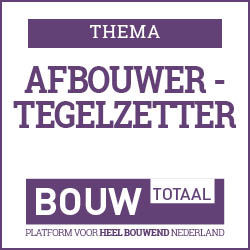 Thema banner: AFBOUWER - TEGELZETTER; BouwTOTAAL logo, platform voor heel bouwend Nederland.