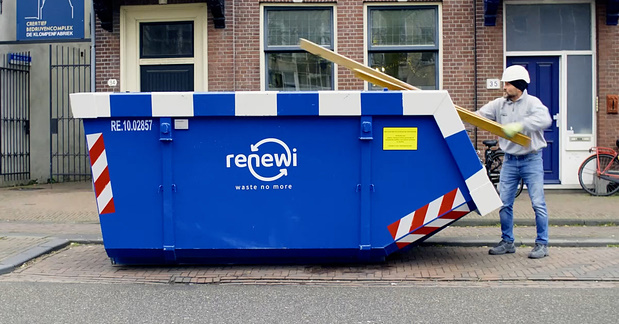 Afvalcontainer voor hergebruik bouwafval