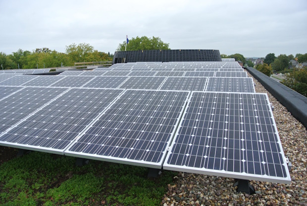 Zonnepanelen op groen dak