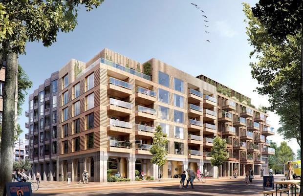 Absent Matter | BouwTotaal In de gevel aan de zuid- en westzijde zijn talrijke verticale en horizontale ‘ribben’ en verticale steenstrips te zien.