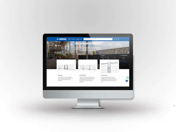 WebHER_M_webafbeelding mock-up NL met achtergrond | BouwTotaal Ontdek de webshop van Heras Mobile webshop- dé online plek voor jouw bouwhekken en bijbehorende bouwhekaccessoires. Snel geleverd, direct inzetbaar en van topkwaliteit. Alles binnen handbereik!