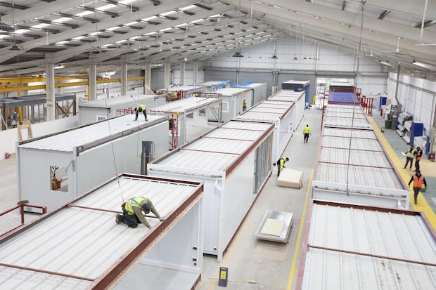 Fabriek waarin modules worden gebouwd